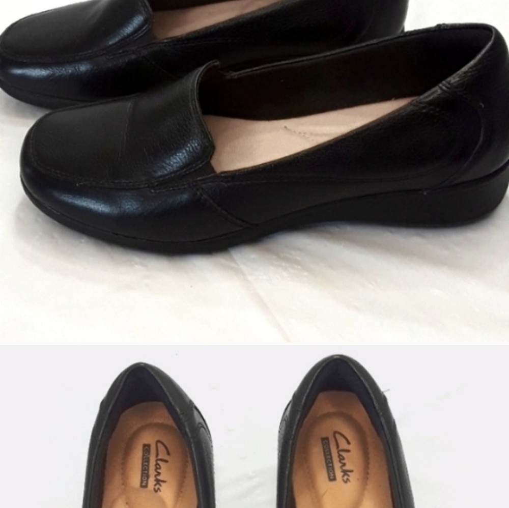 Clarks Black Leather Flats